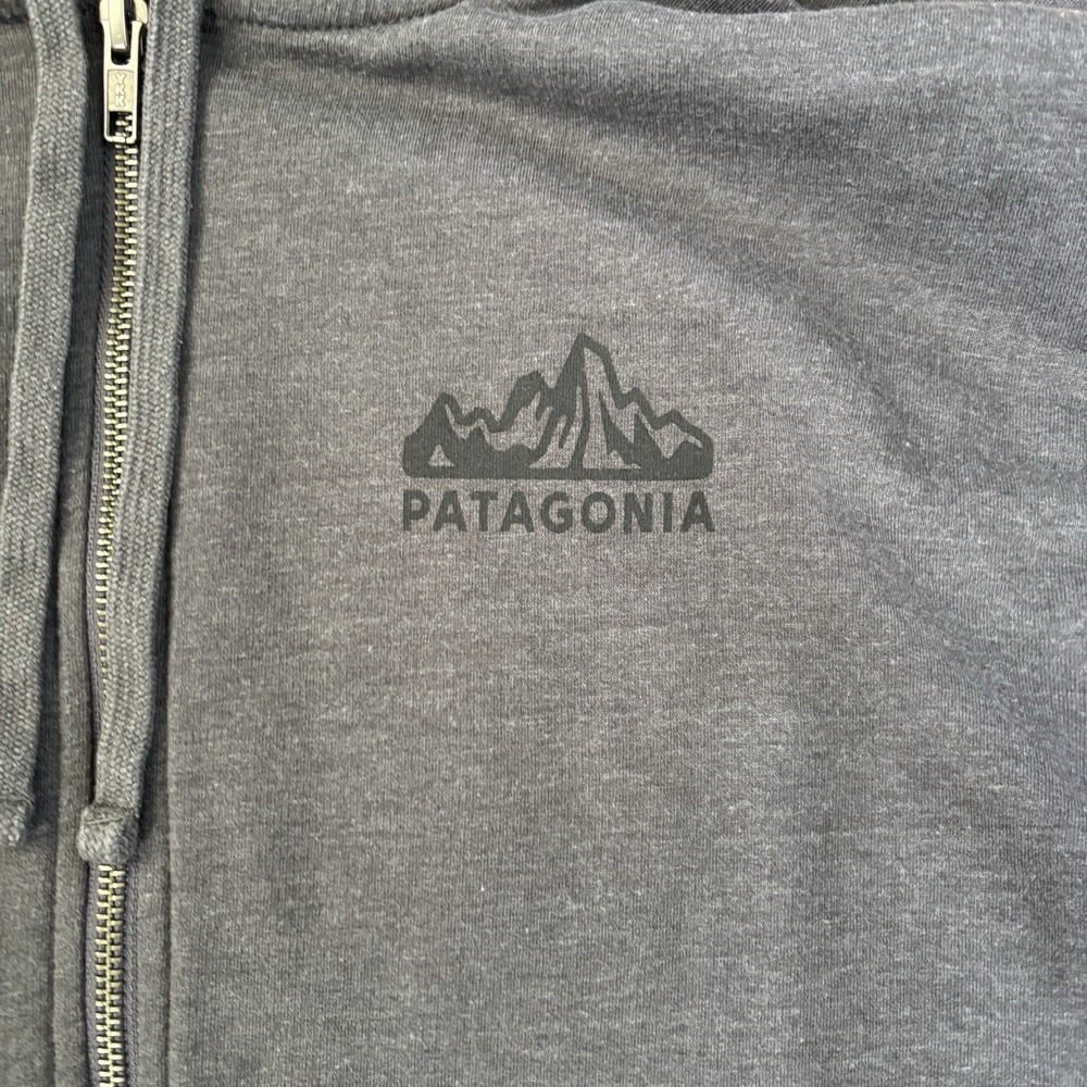 Patagonia Hoodie Womens Medium Gray Organic Cotton Full Zip Gorpcore Graphic - Picture 2 of 10